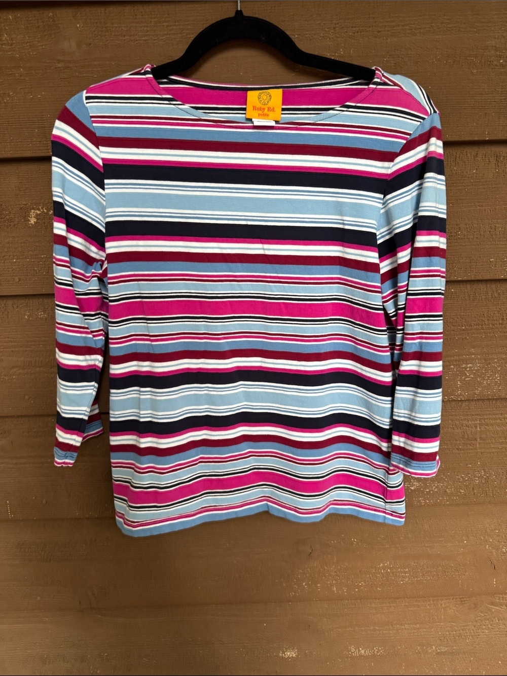 Ruby Rd. Striped Top in Pink, Light Blue & Navy size Petite Medium